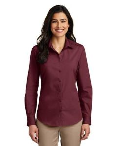 Port Authority Ladies Long Sleeve Carefree Poplin Shirt. LW100